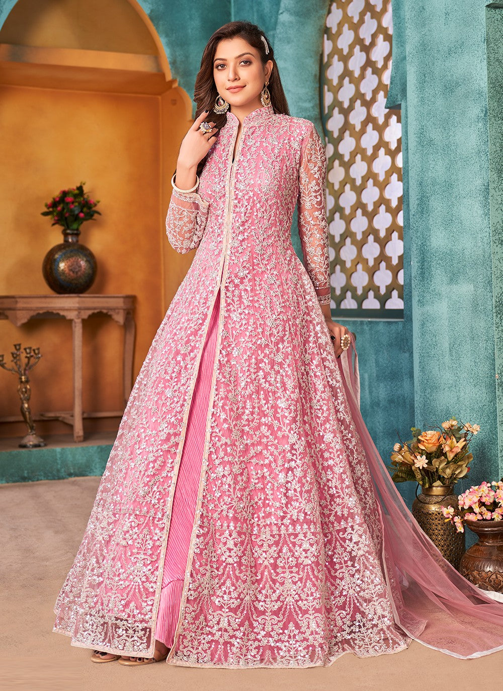 Net Floor Length Anarkali - T714