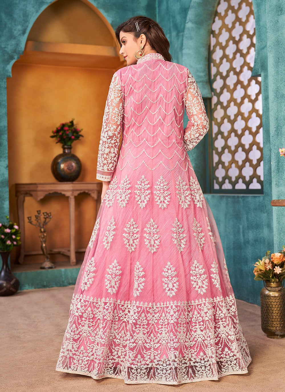 Net Floor Length Anarkali - T714