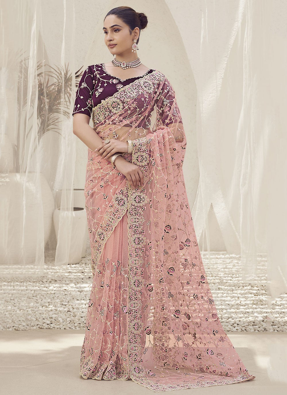 Classic Cord Fancy Fabric Saree - S8706