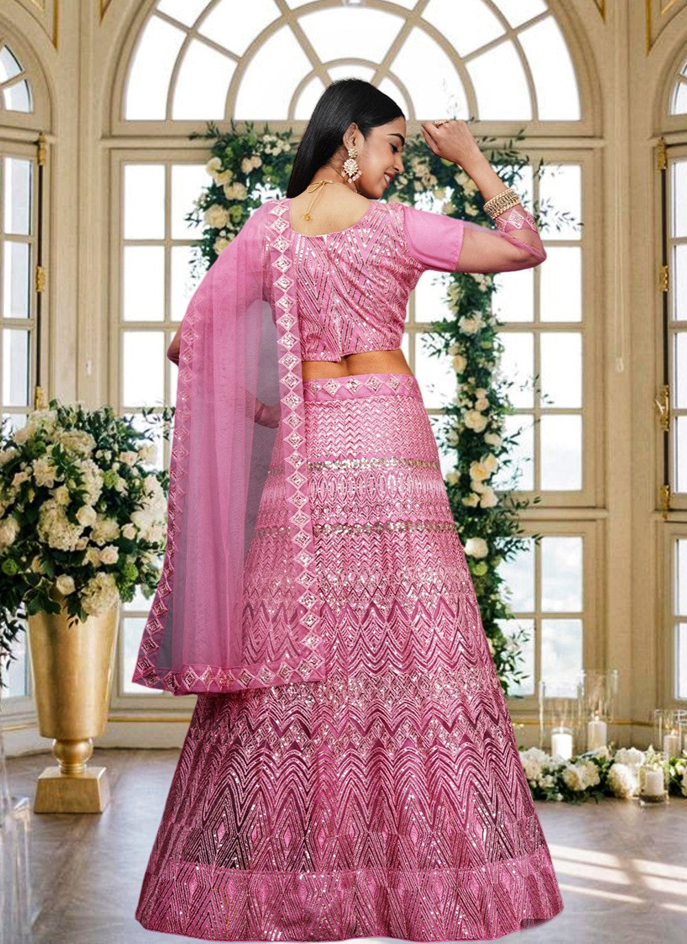 Embroidered Net A - Line Lehenga - L1810