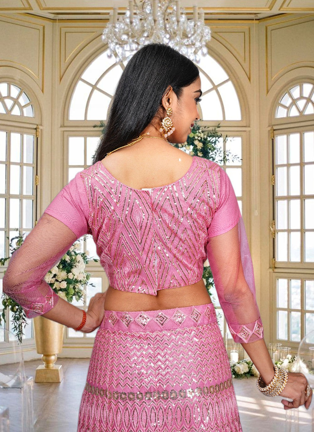 Embroidered Net A - Line Lehenga - L1810