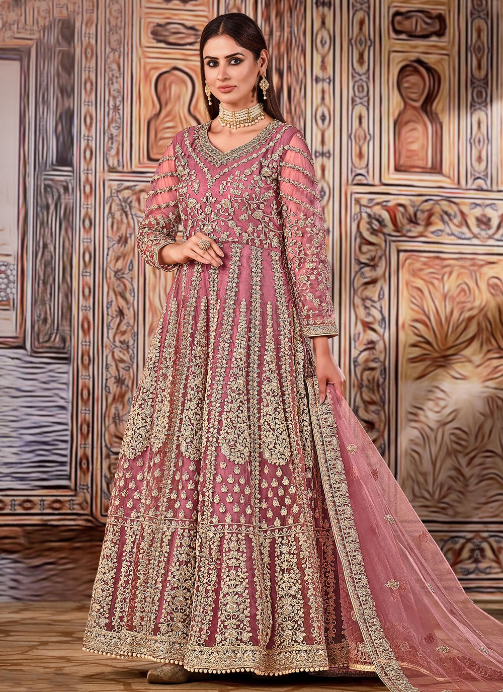 Net Floor Length Anarkali - T227