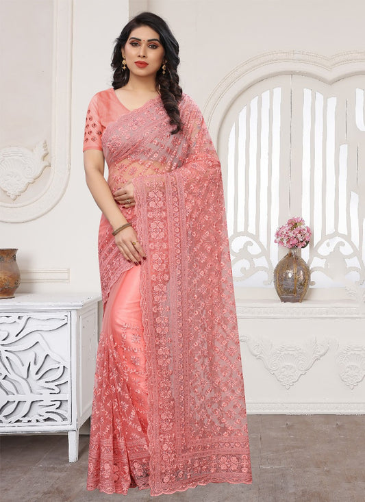 Designer Embroidered Net Saree - S0325