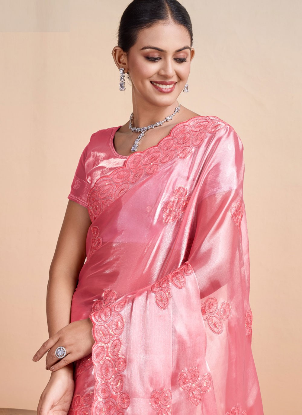 Classic Border Work Organza Saree - S7129