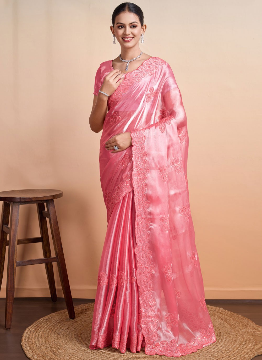 Classic Border Work Organza Saree - S7129