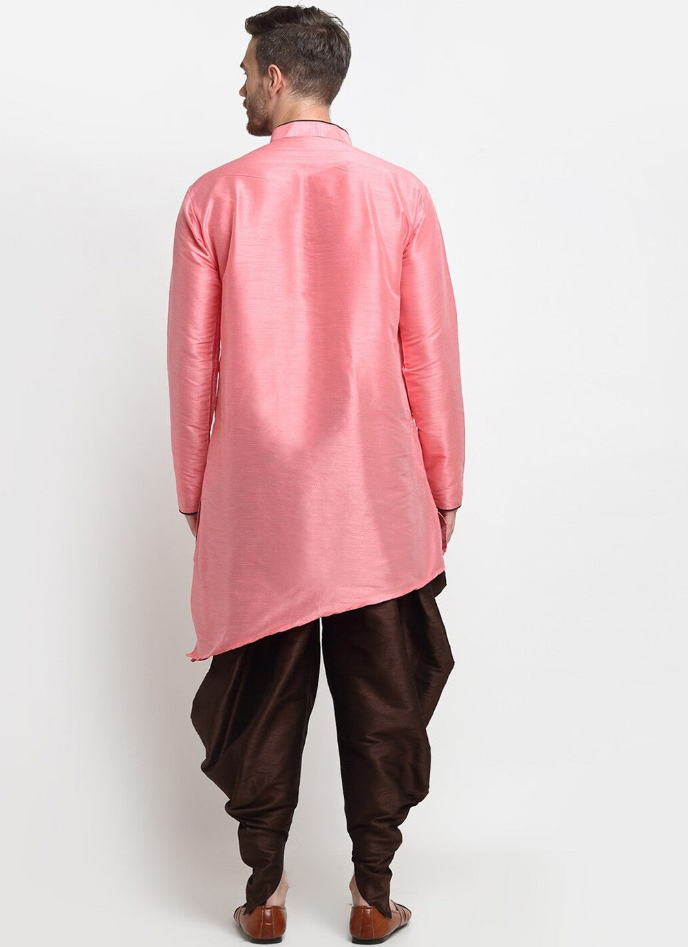 Plain Dupion Silk Pink Dhoti Kurta - M2387