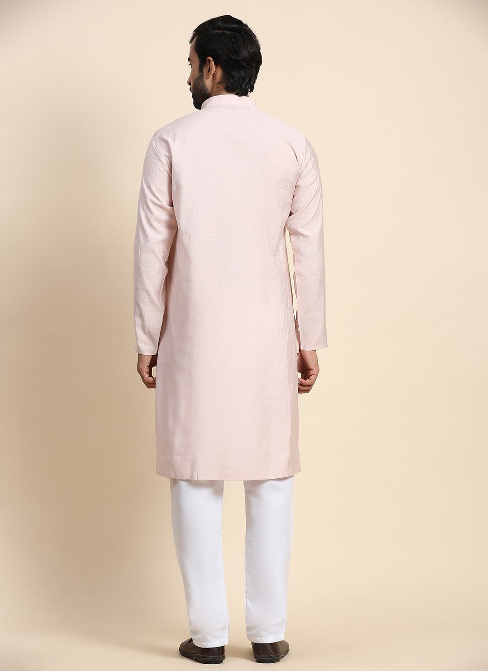 Plain Rayon, Viscose Pink Kurta Pyjama - M8438