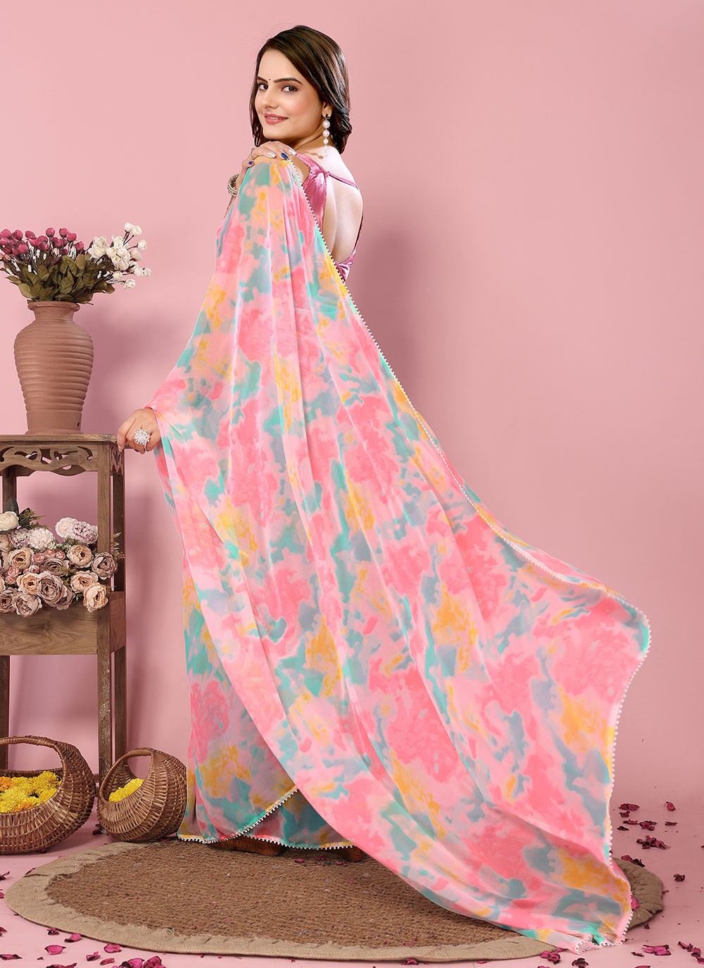 Classic Printed Chiffon Saree - S6700