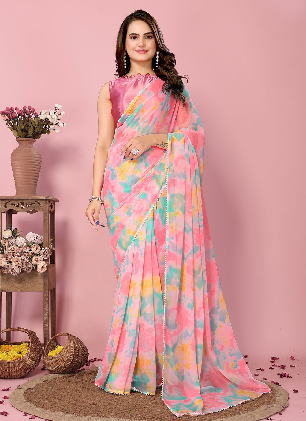 Classic Printed Chiffon Saree - S6700