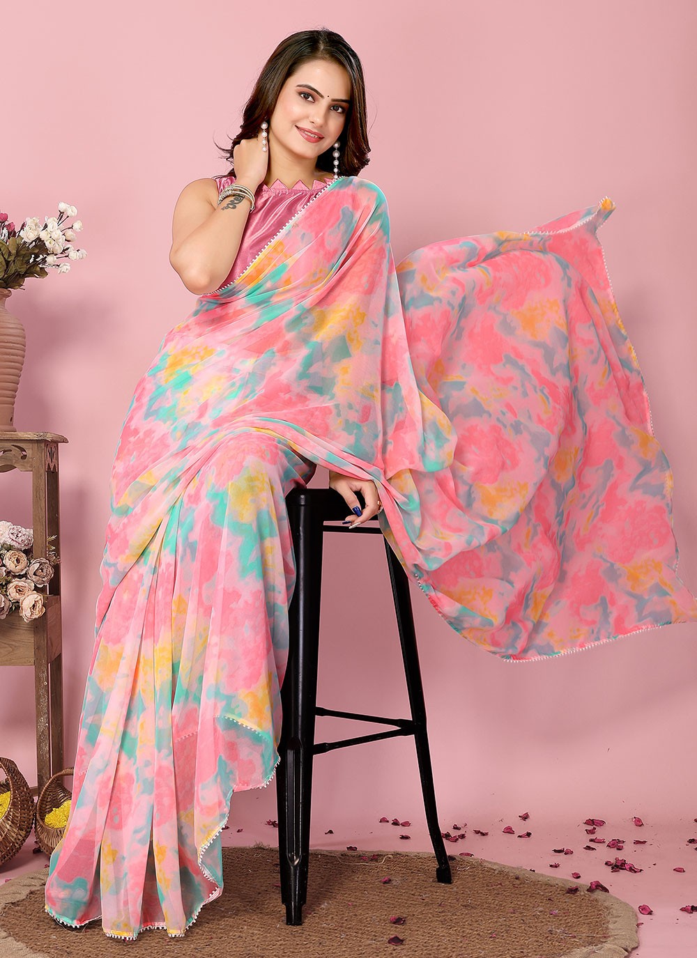 Classic Printed Chiffon Saree - S6700