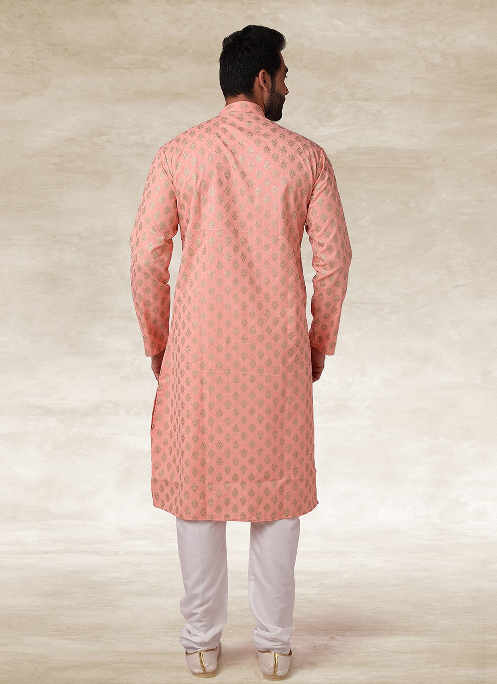 Printed Handloom Cotton Pink Kurta Pyjama - M2684