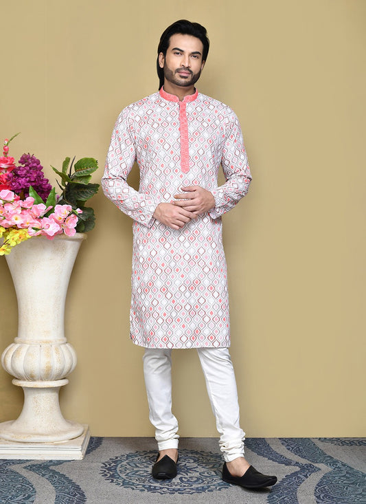 Printed Cotton Pink Kurta Pyjama - M7793