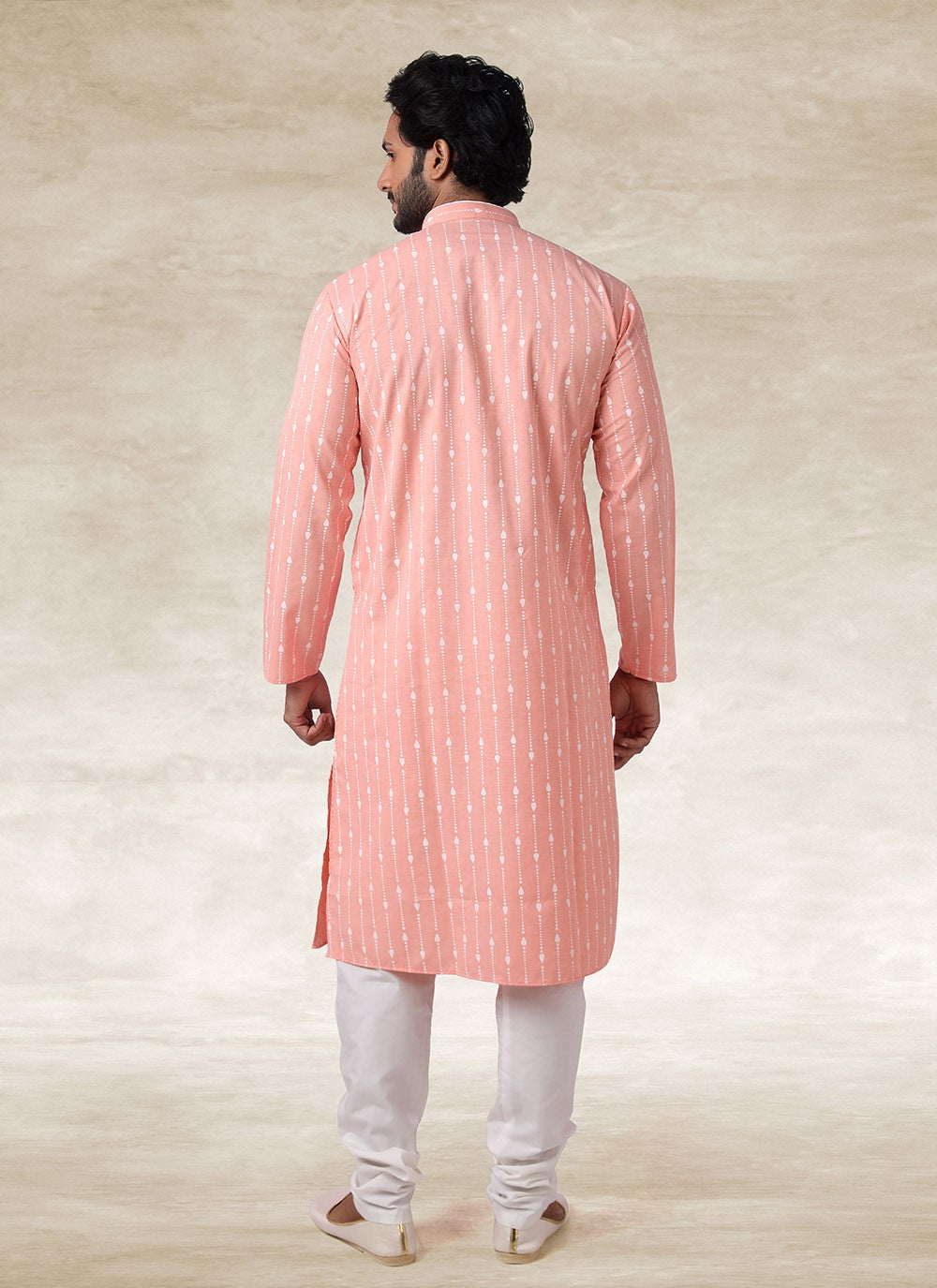 Printed Handloom Cotton Pink Kurta Pyjama - M2682