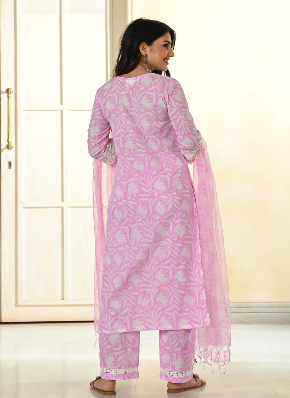 Embroidered Cotton Pant Style Suit - T4725