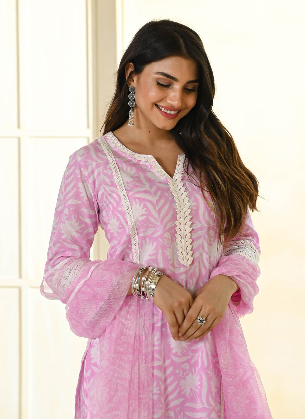 Embroidered Cotton Pant Style Suit - T4725