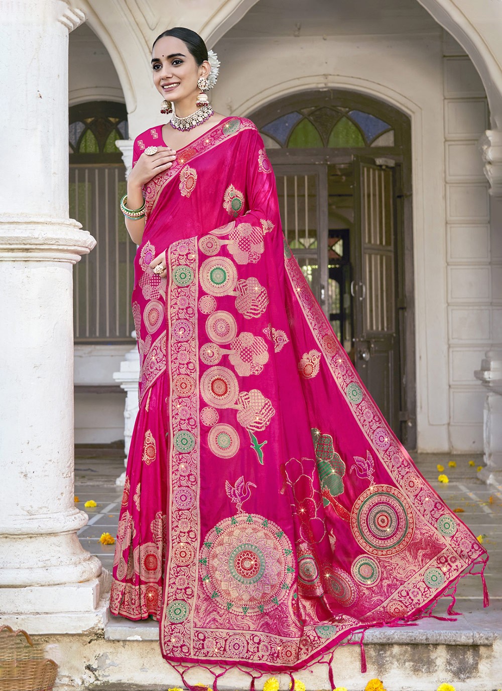 Printed, Zari Silk Saree - S12127