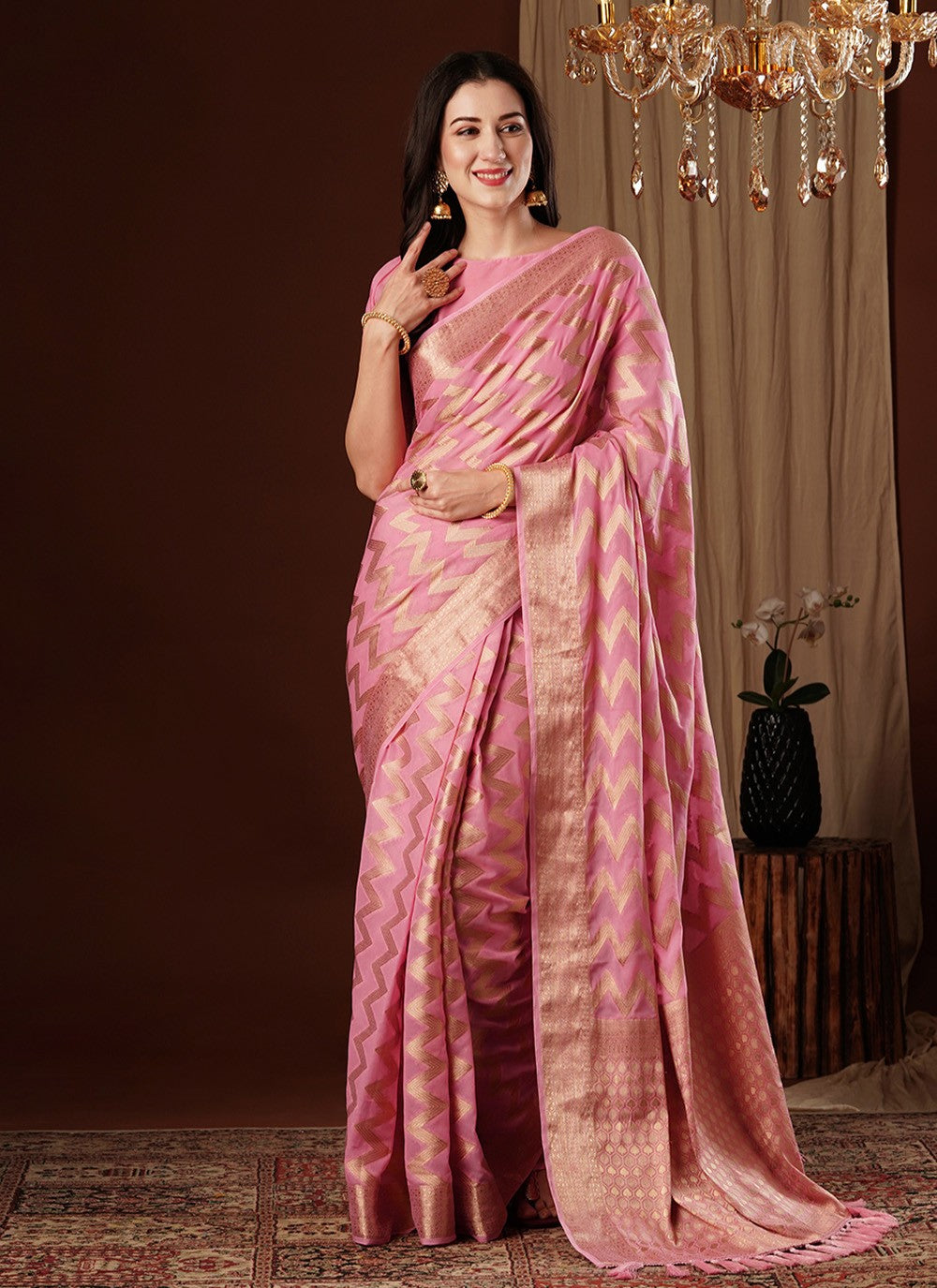 Classic Weaving Zari Pure Georgette Saree - S7628