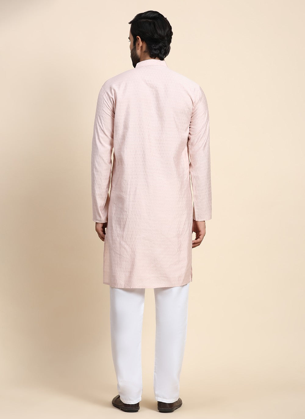 Plain Rayon, Viscose Pink Kurta Pyjama - M8439