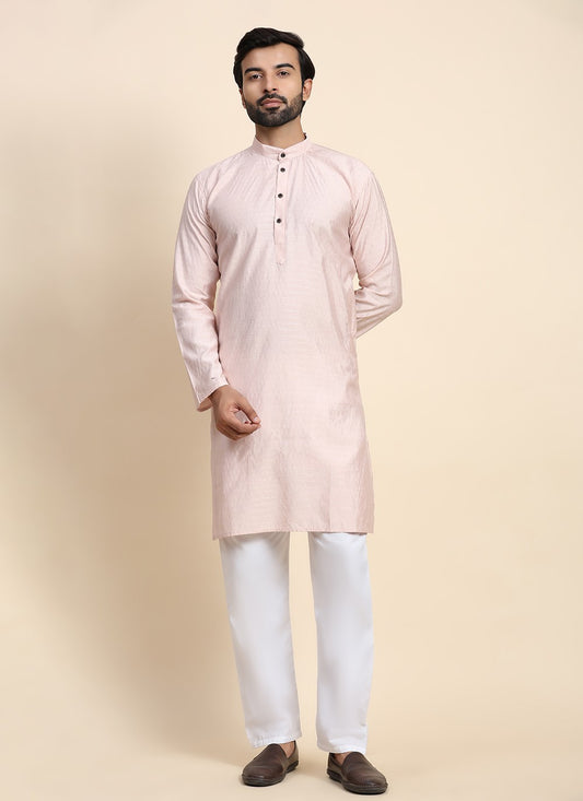 Plain Rayon, Viscose Pink Kurta Pyjama - M8439