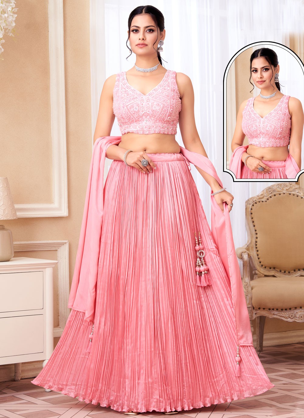 Plain Silk Lehenga - L3036