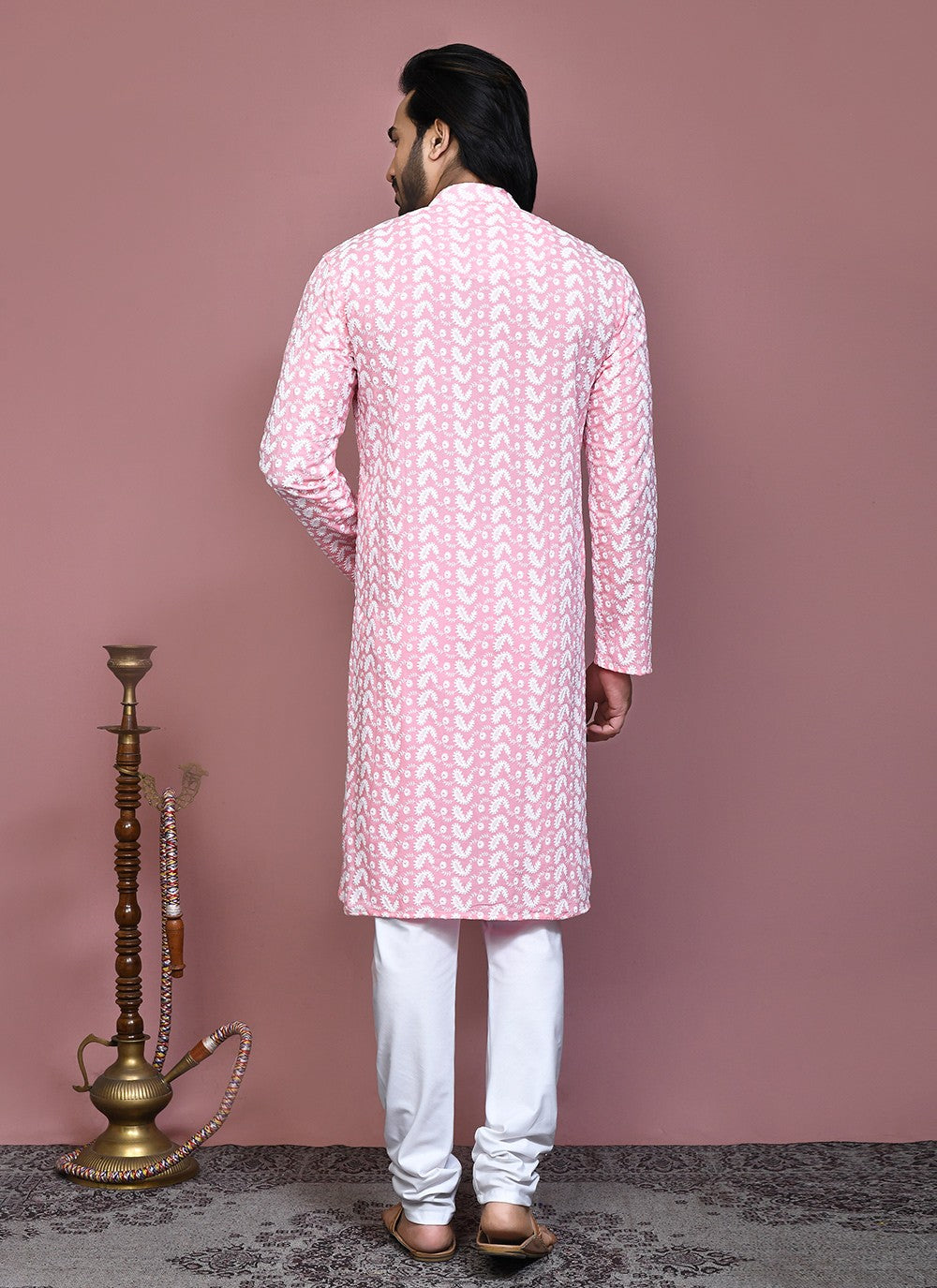 Embroidered Cotton Pink Kurta Pyjama - M7911