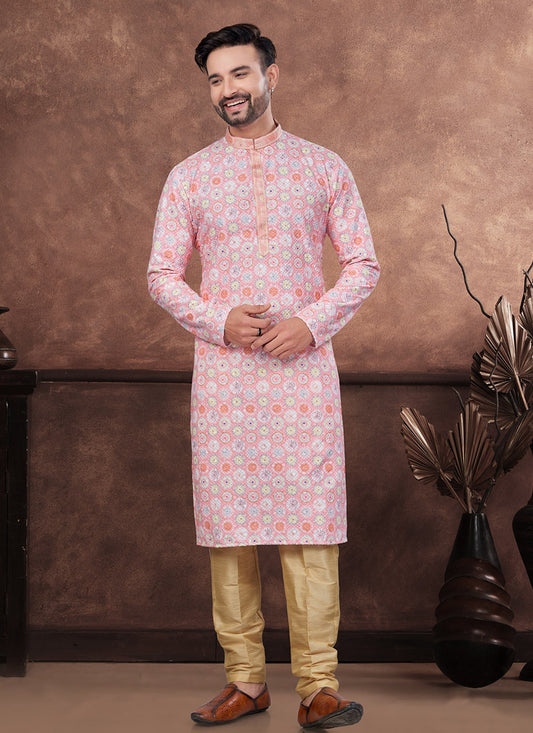 Digital Print Rayon Pink Kurta Pyjama - M8690