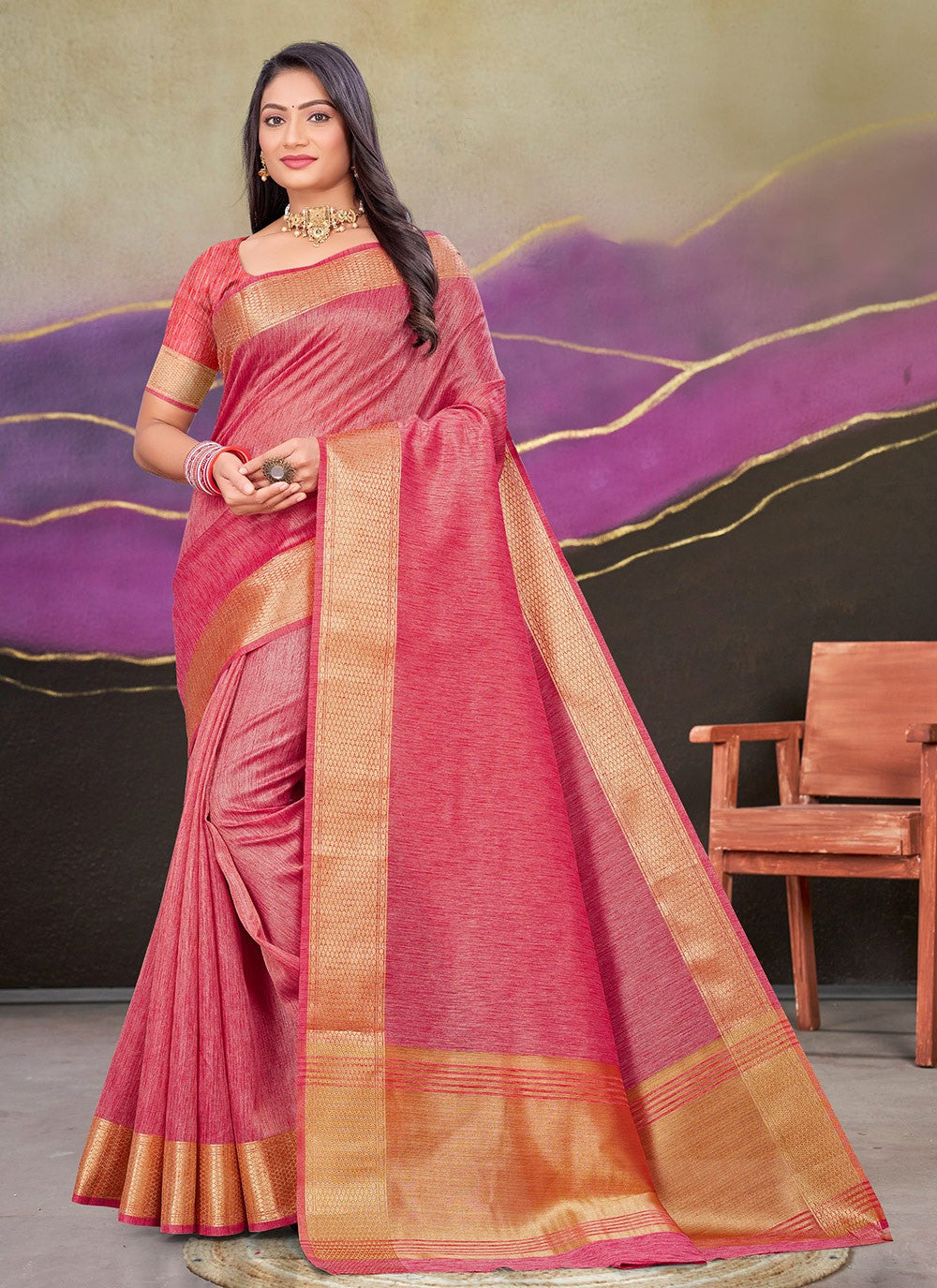 Trendy Woven Cotton Silk Saree - S8675