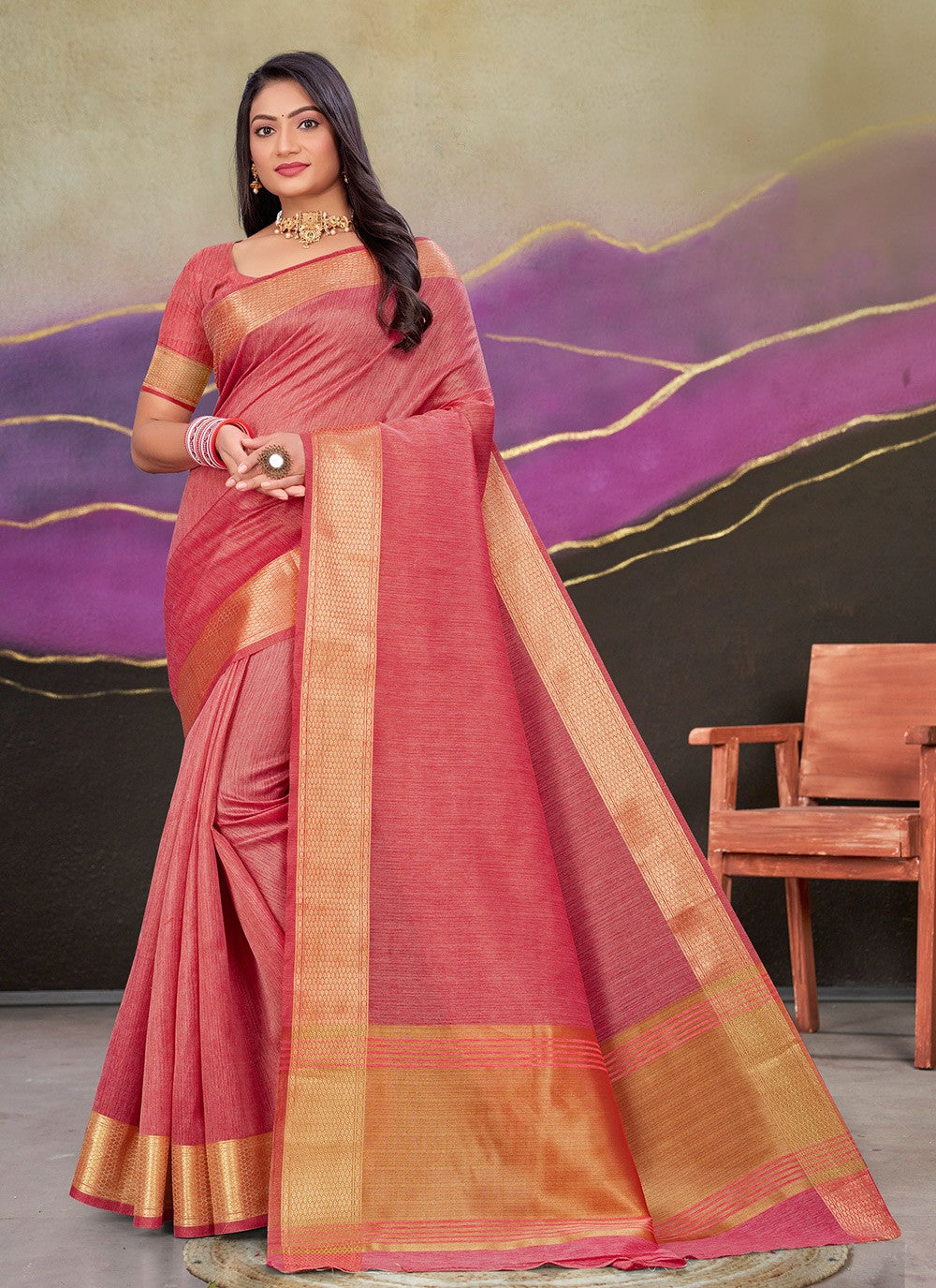 Trendy Woven Cotton Silk Saree - S8675