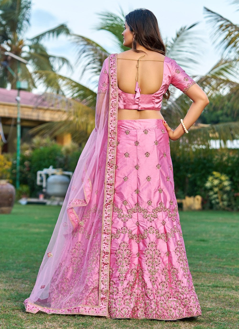 Embroidered Tafeta Silk A - Line Lehenga - L1049