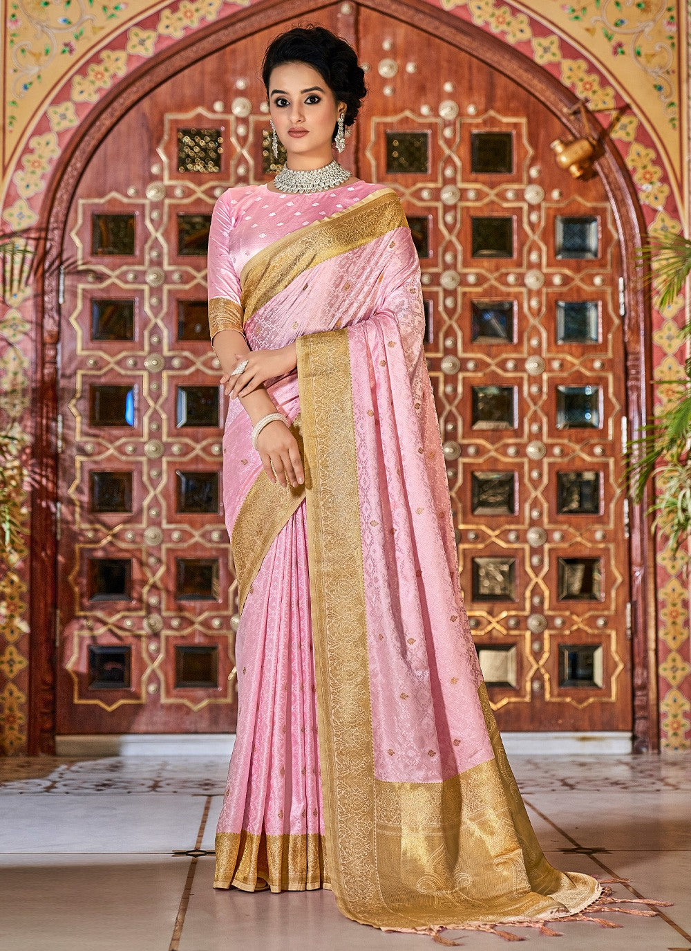 Contemporary Weaving Zari Satin Silk Saree - S2067