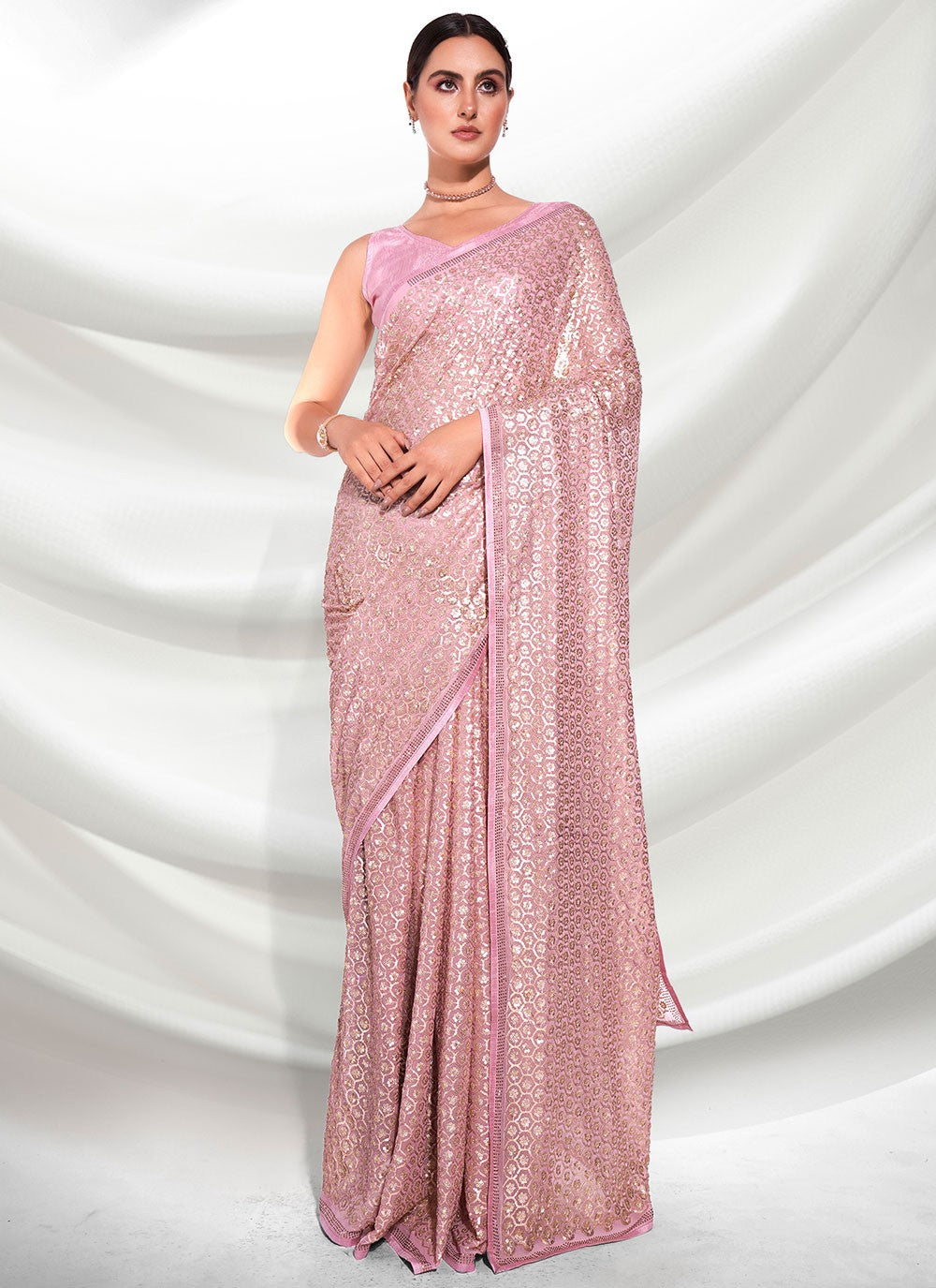 Classic Embroidered Georgette Saree - S3114