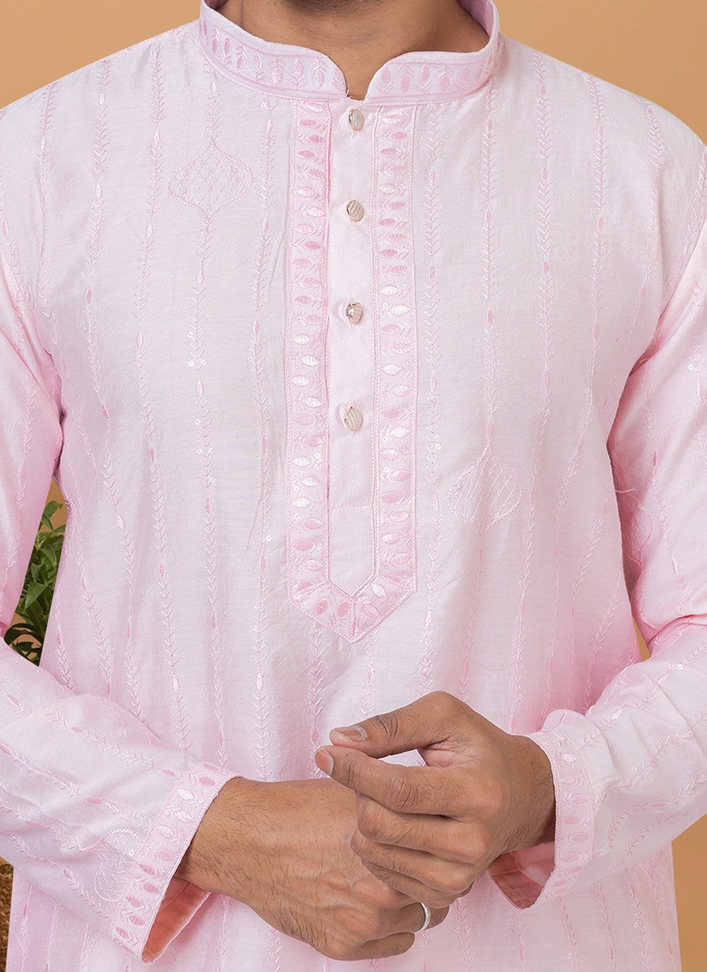 Embroidered Cotton , Viscose Pink Kurta Pyjama - M6266