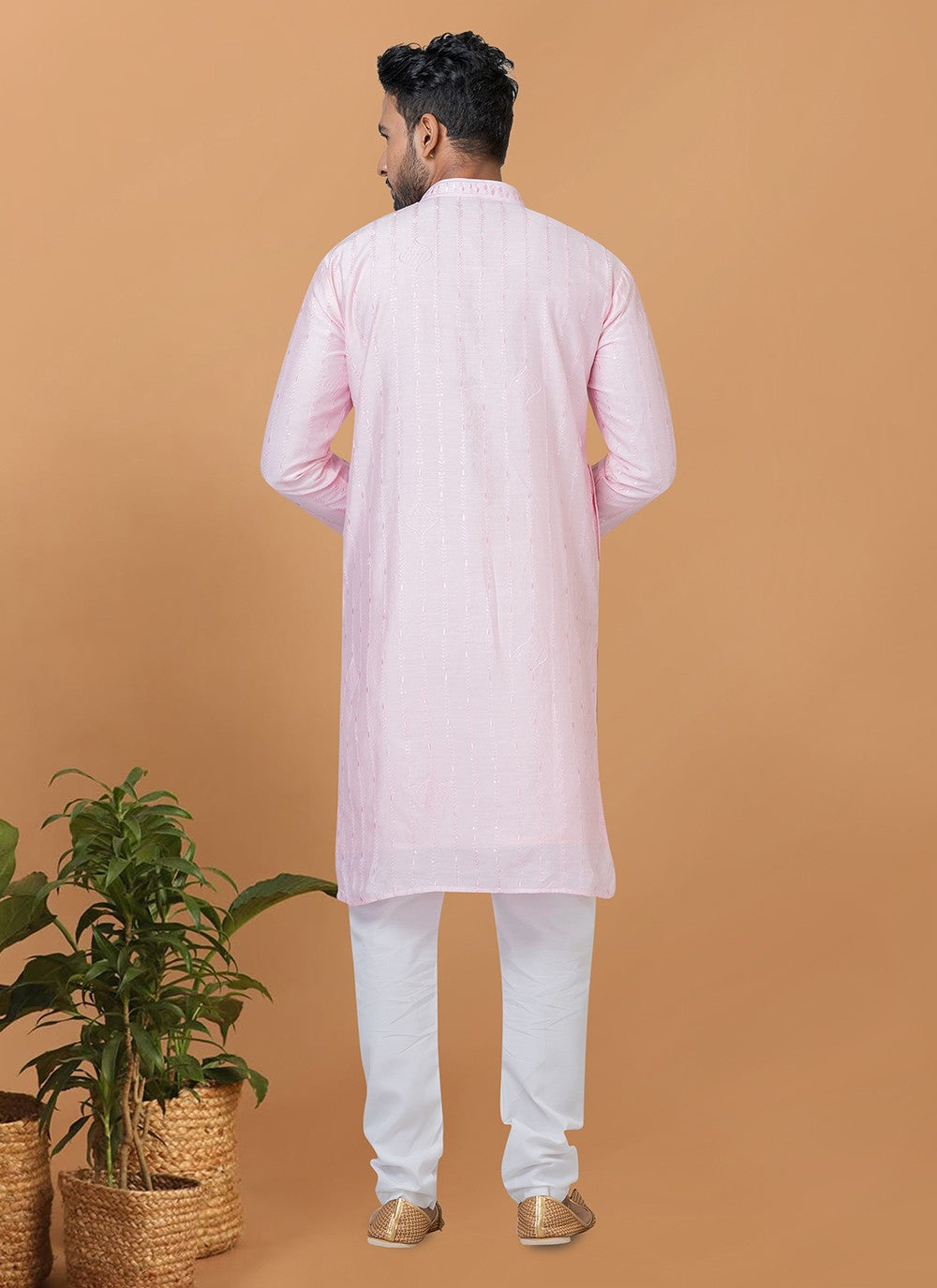 Embroidered Cotton , Viscose Pink Kurta Pyjama - M6266