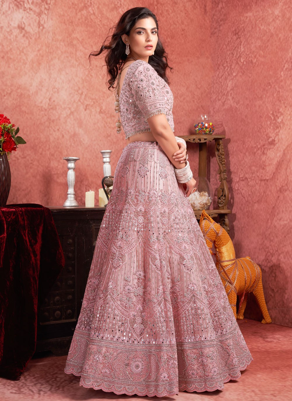 Embroidered Net Readymade Lehenga Choli - L2277