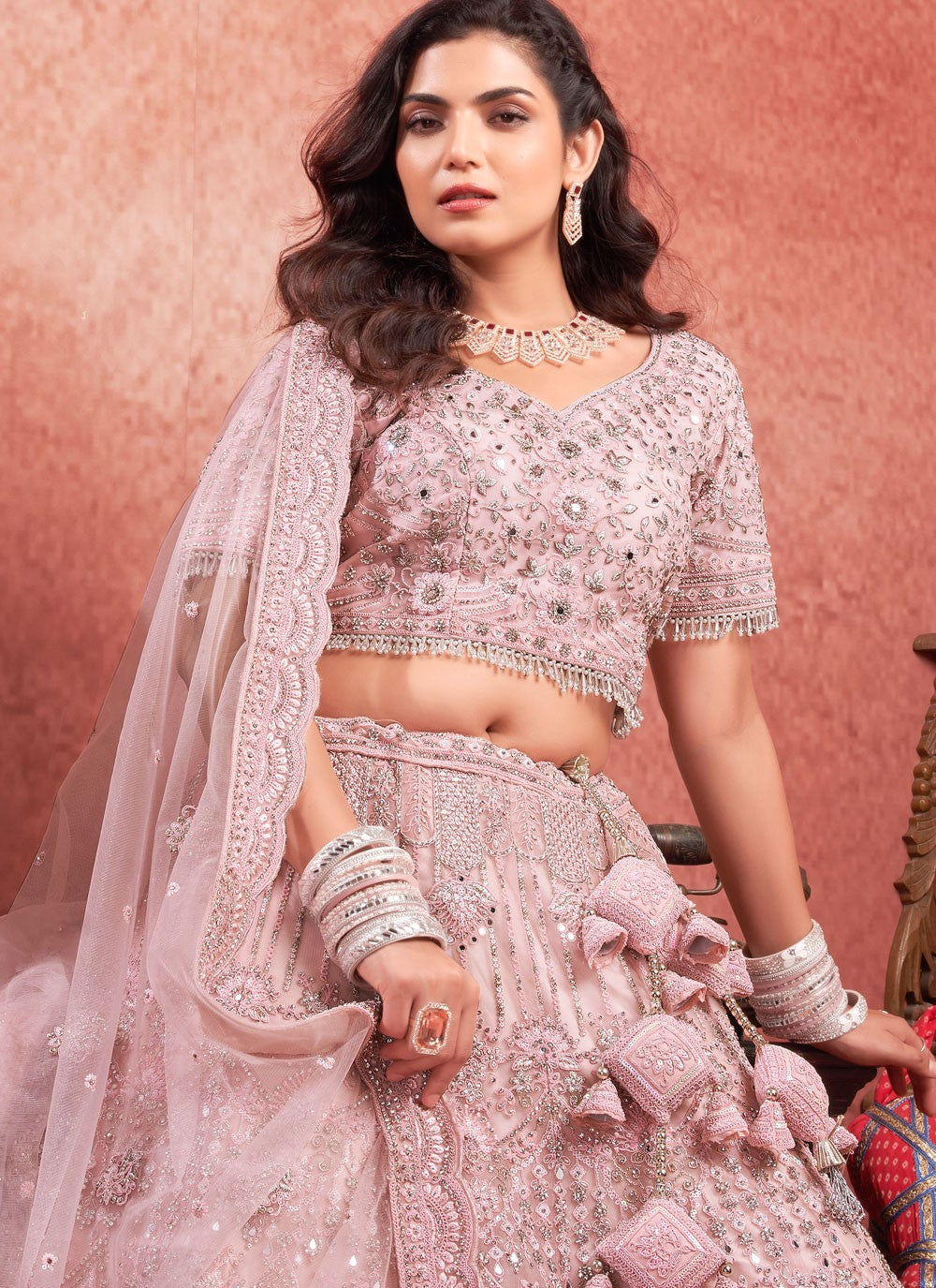 Embroidered Net Readymade Lehenga Choli - L2277