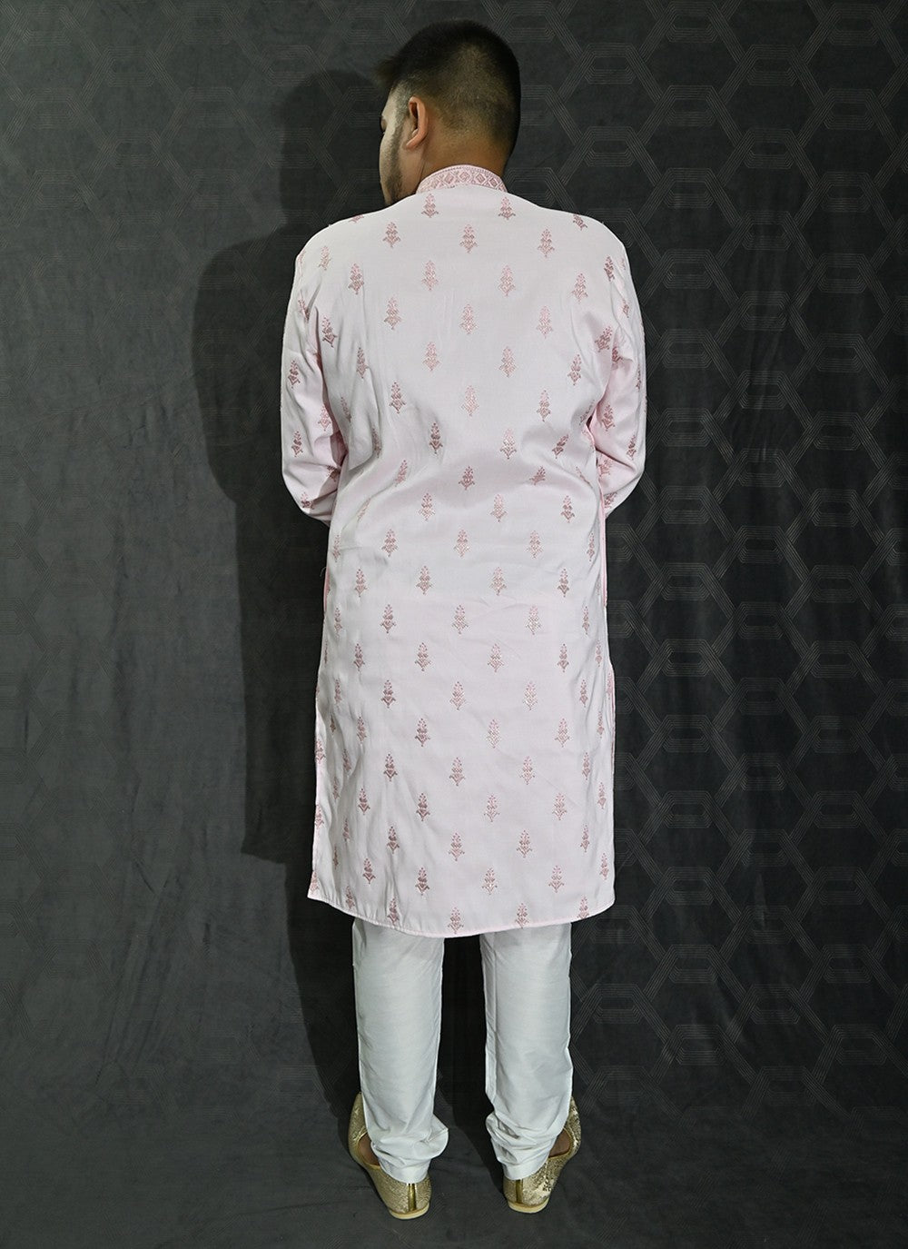 Embroidered Silk Pink Kurta Pyjama - M6200