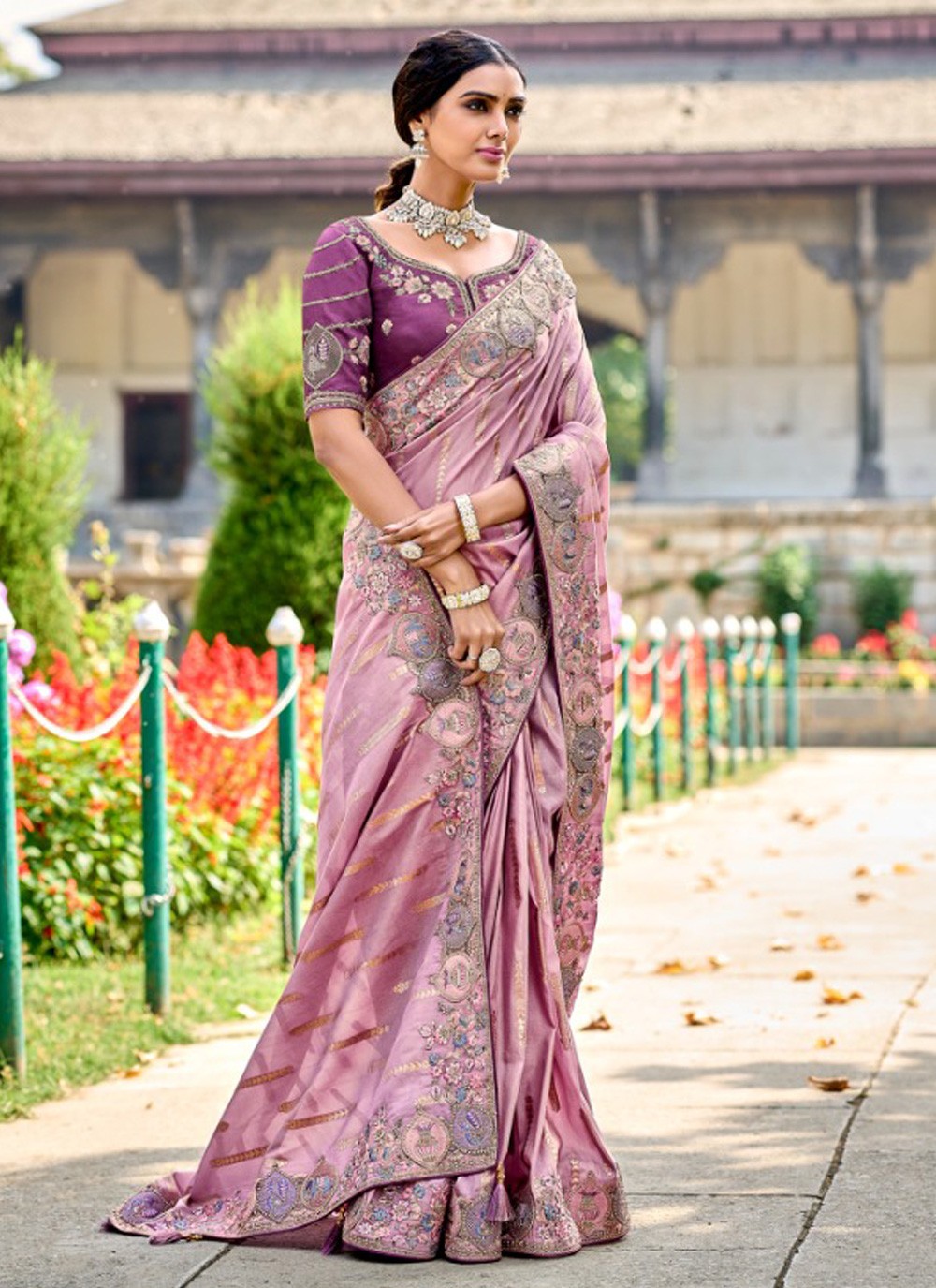 Classic Embroidered Silk Saree - S3890