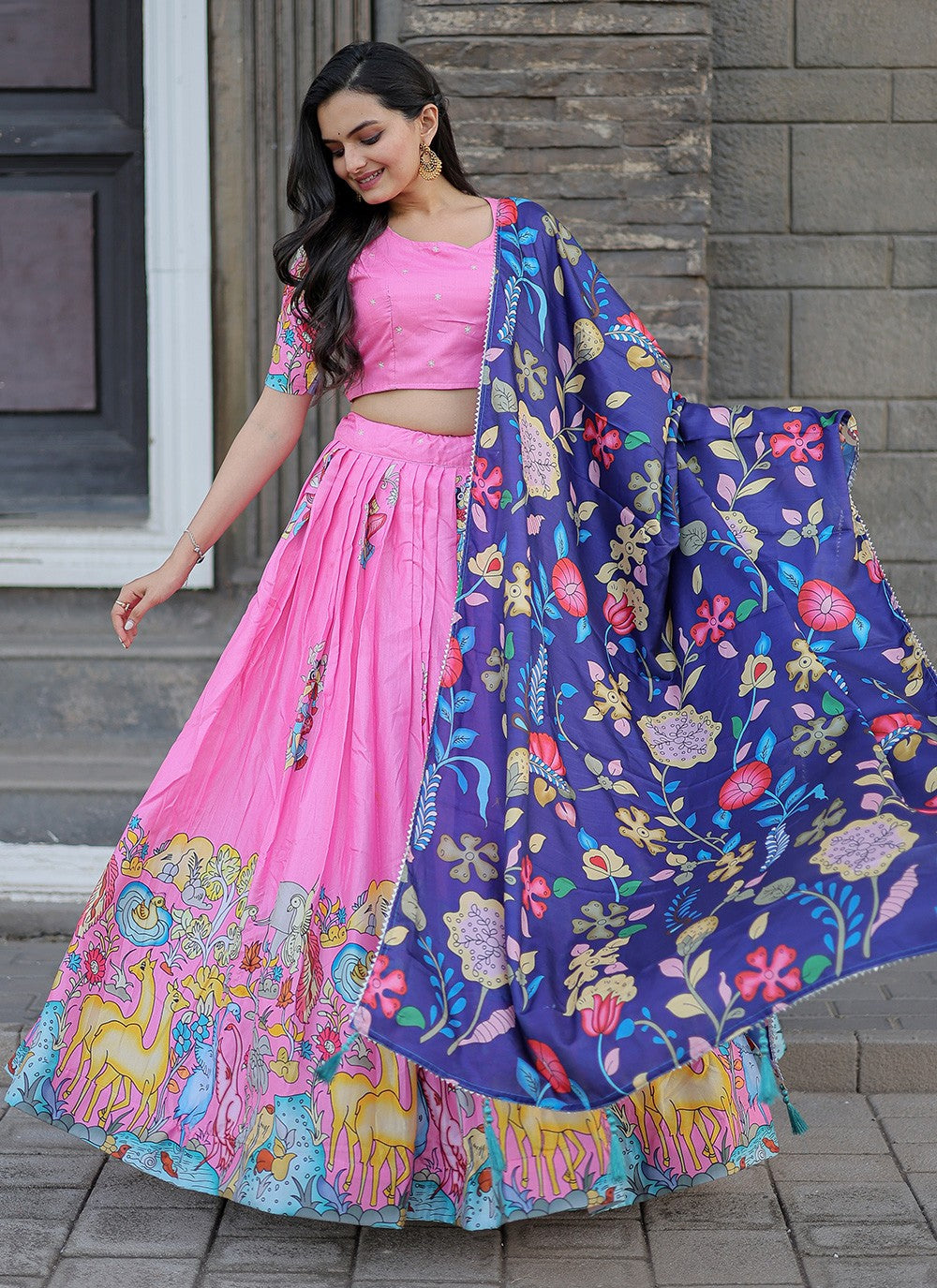 Printed Silk A - Line Lehenga - L1148