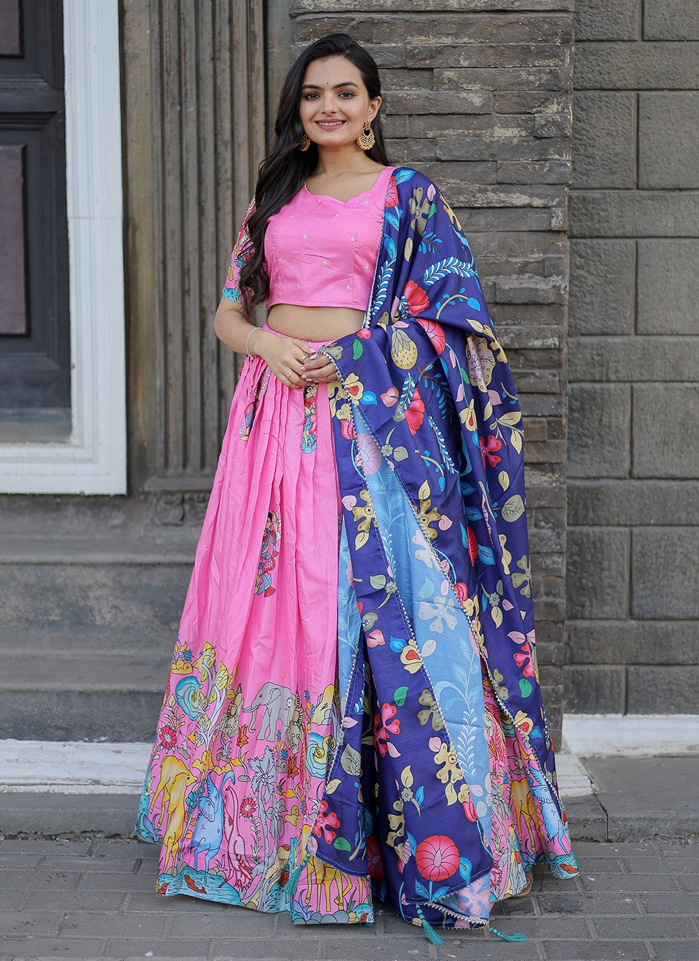 Printed Silk A - Line Lehenga - L1148