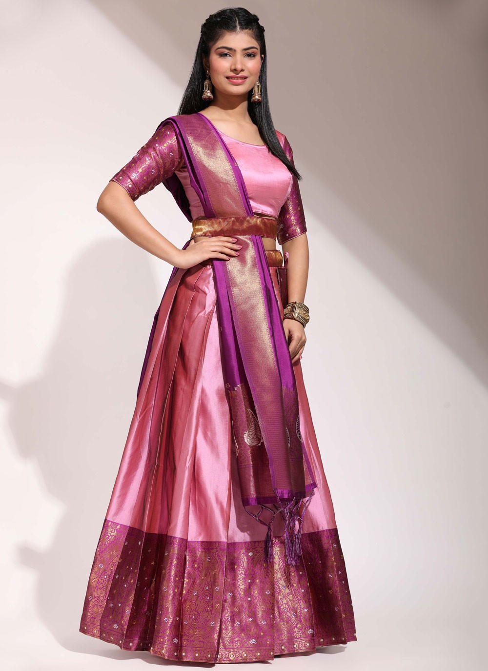 Woven Silk A - Line Lehenga - L2463