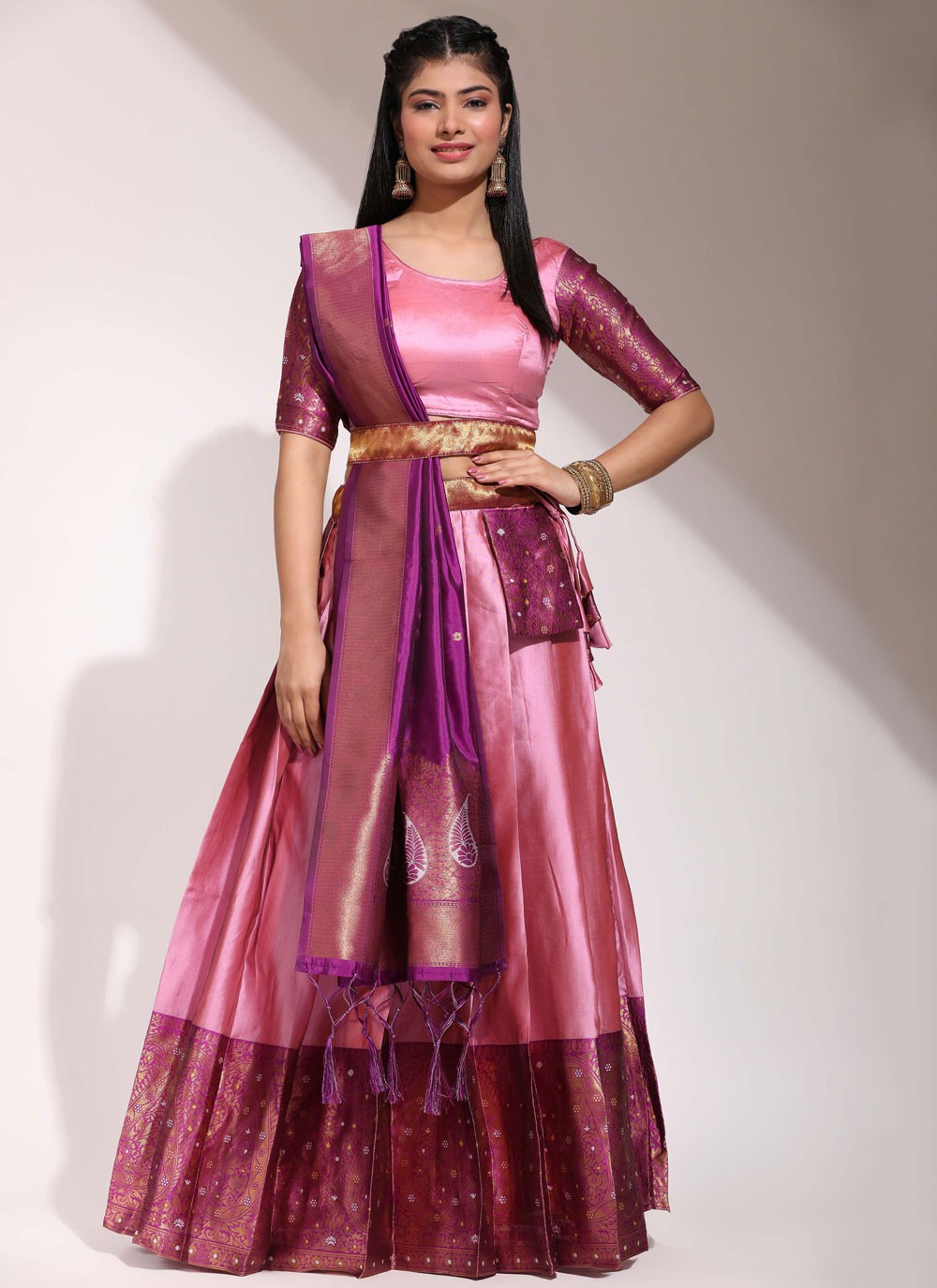 Woven Silk A - Line Lehenga - L2463