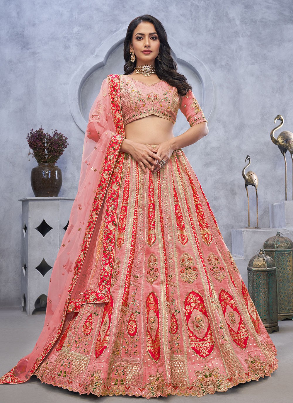 Embroidered Organza, Silk Lehenga - L3112