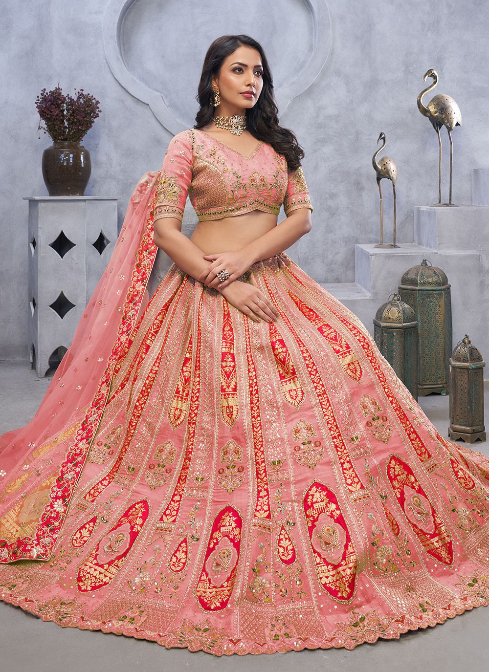 Embroidered Organza, Silk Lehenga - L3112