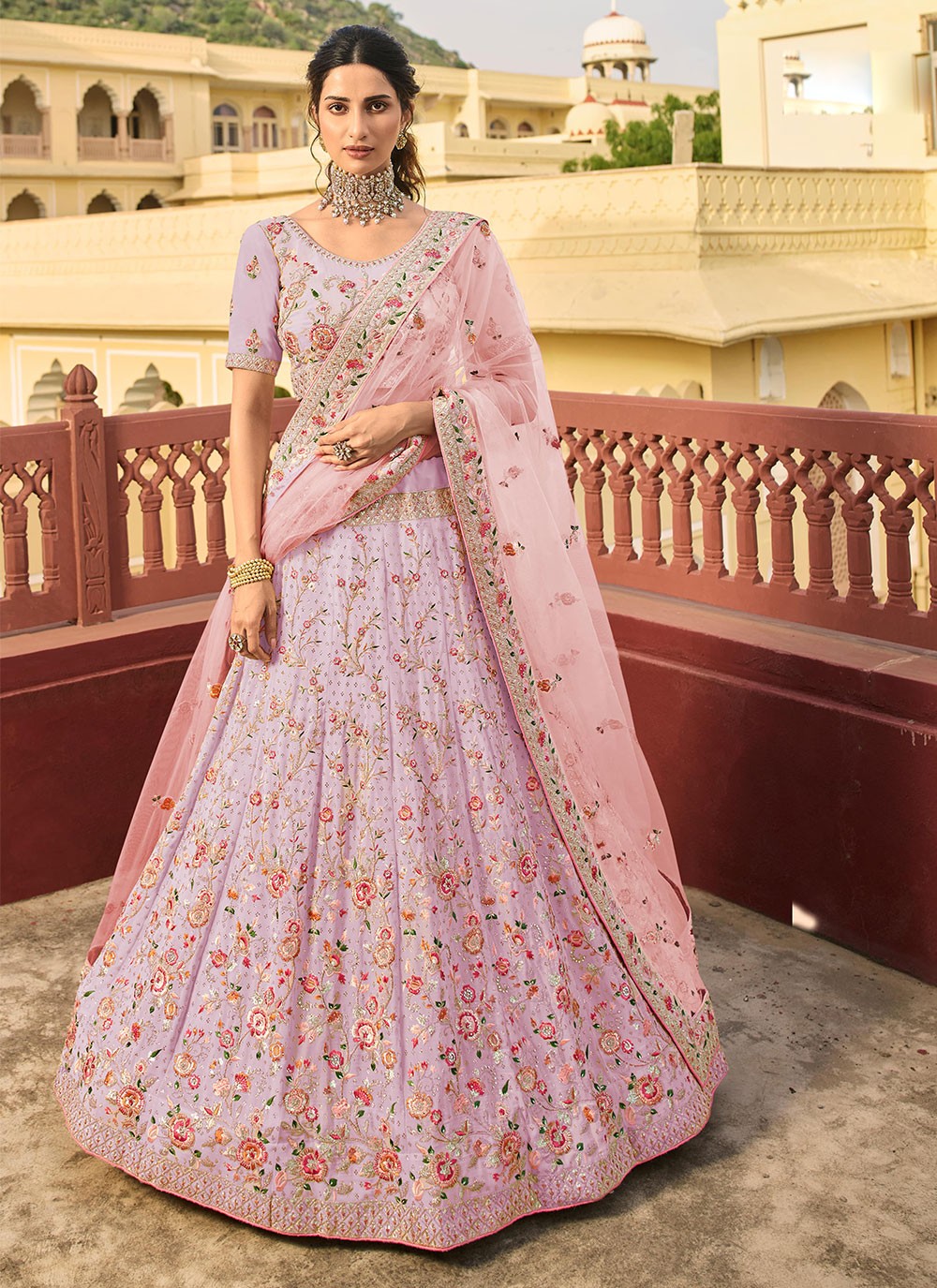 Sequins Organza A - Line Lehenga - L0342