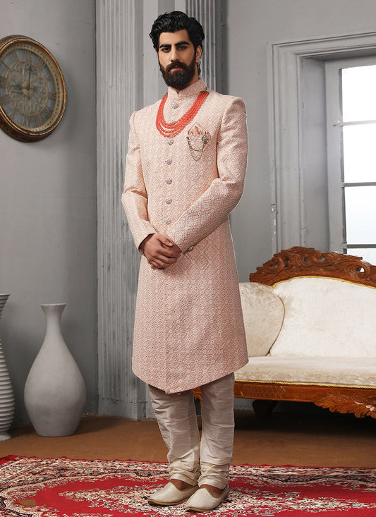 Embroidered Lucknowi Pink Sherwani - M3328