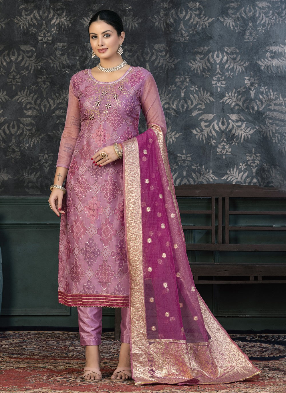 Organza Salwar Suit - T1397