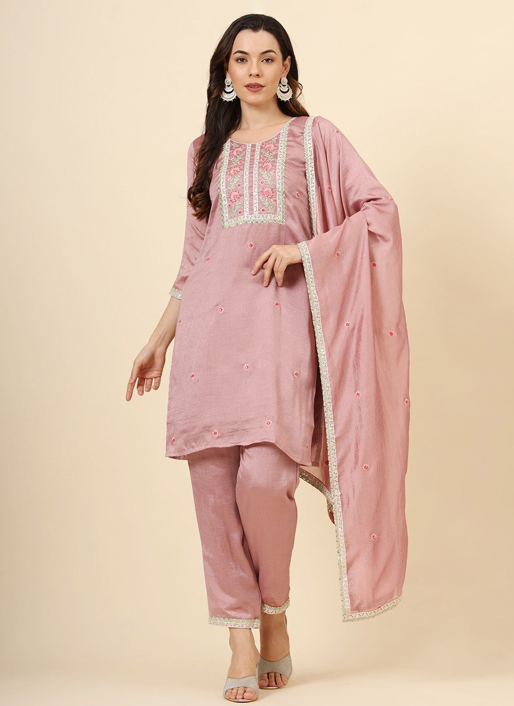 Vichitra Silk Pant Style Suit - T3471