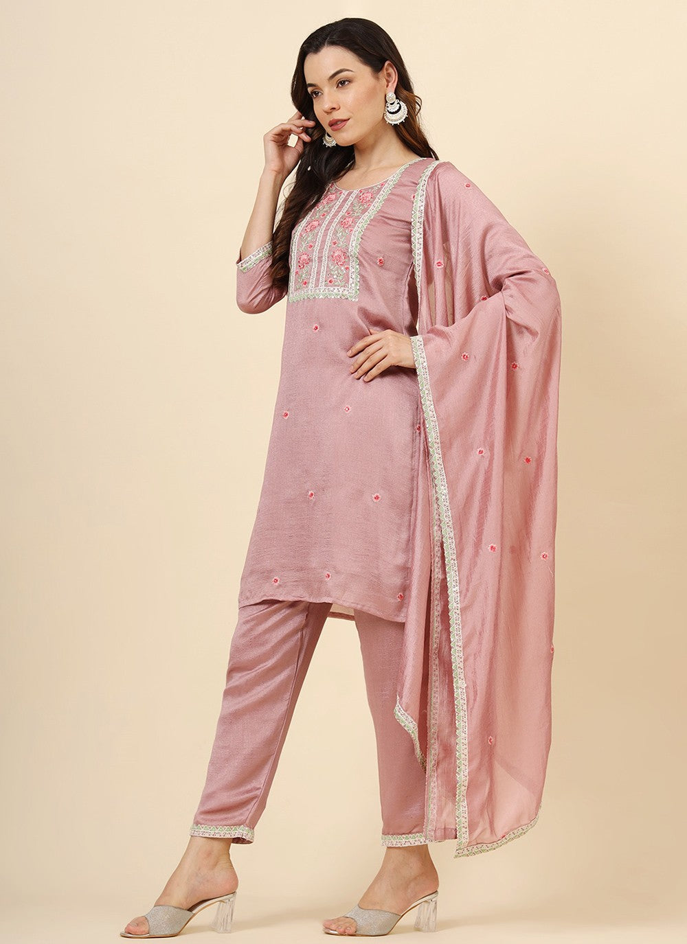 Vichitra Silk Pant Style Suit - T3471