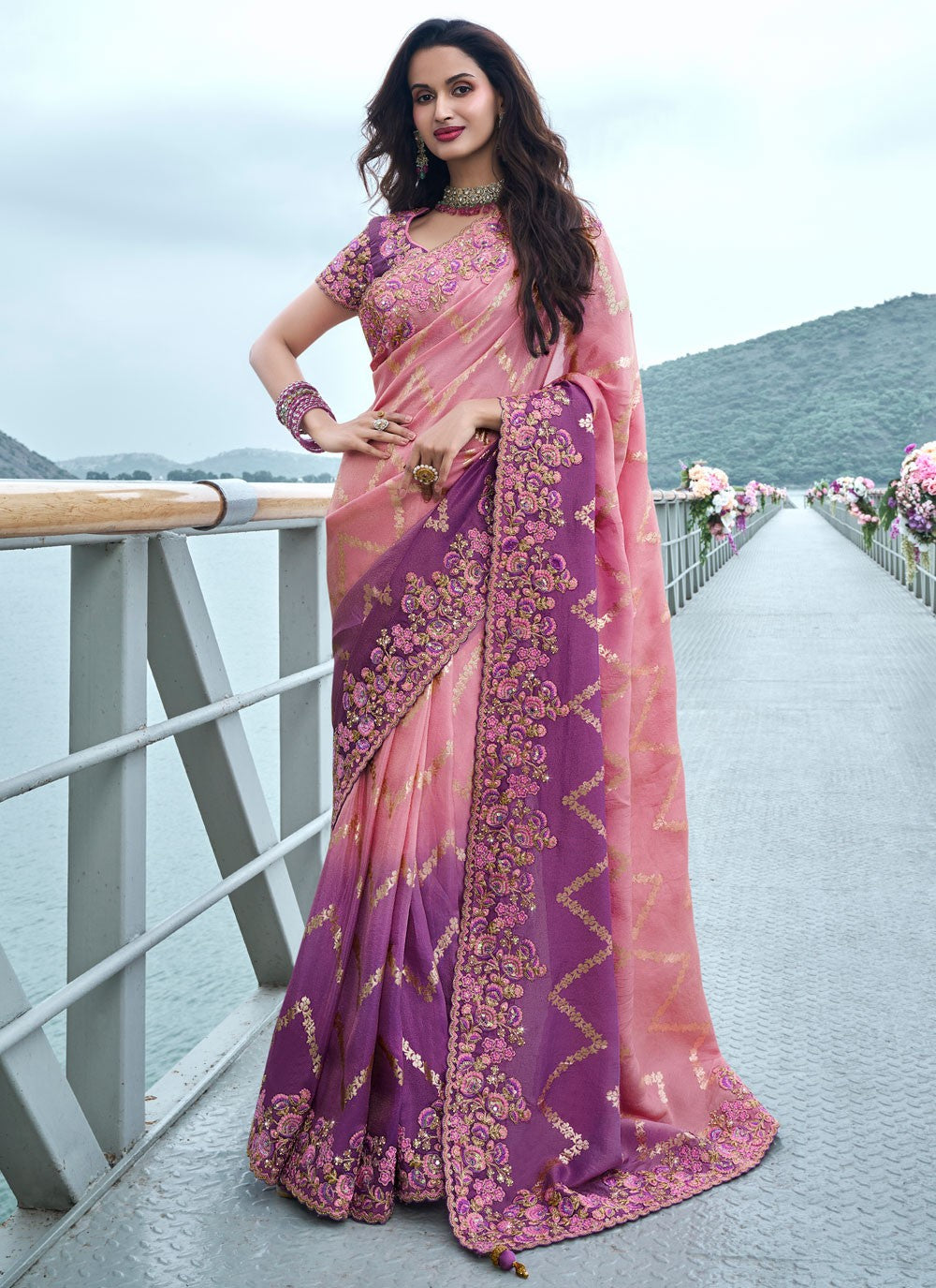 Classic Embroidered Viscose Saree - S8665