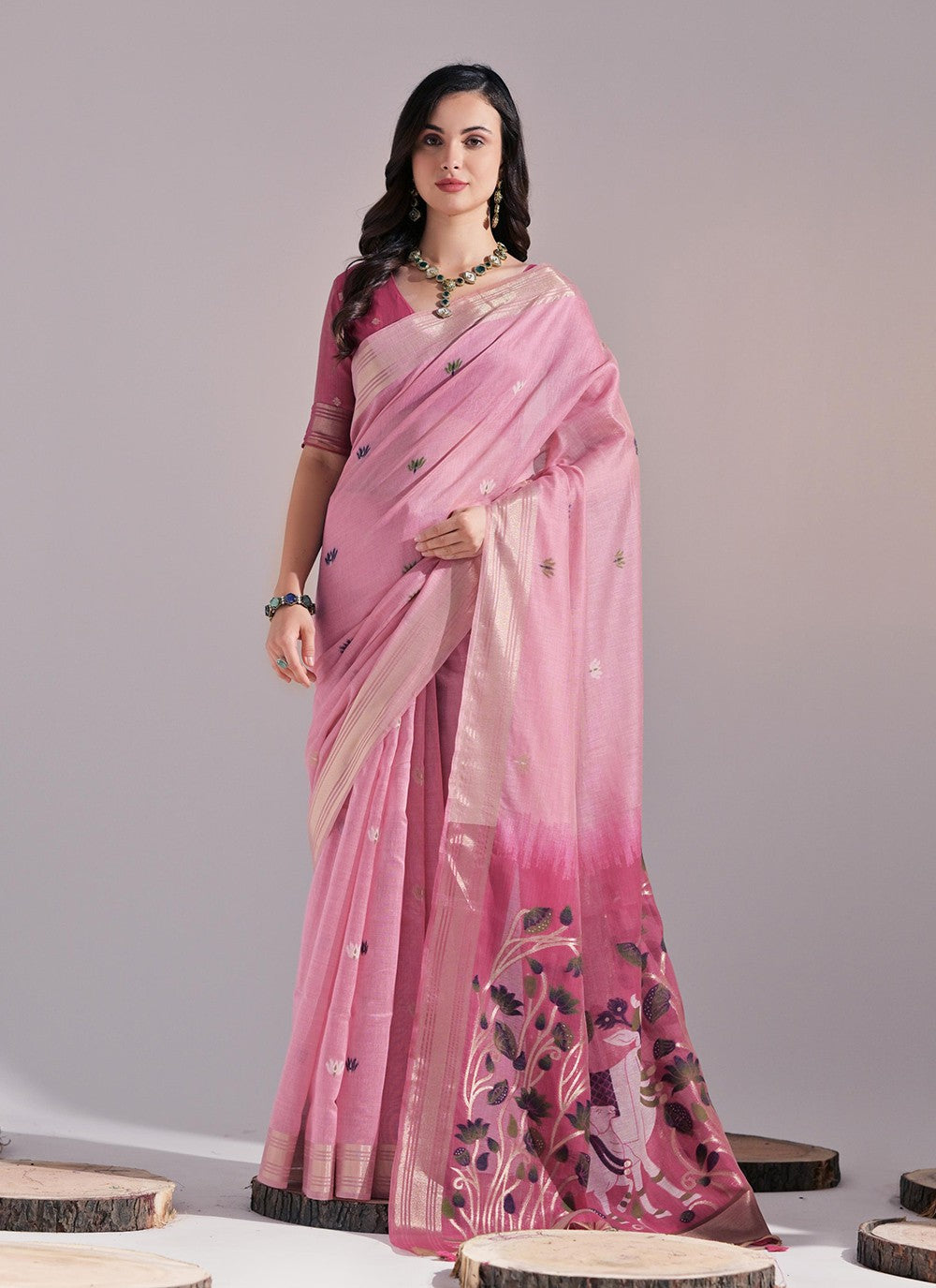 Traditional Weaving Zari Cotton Saree - S8203